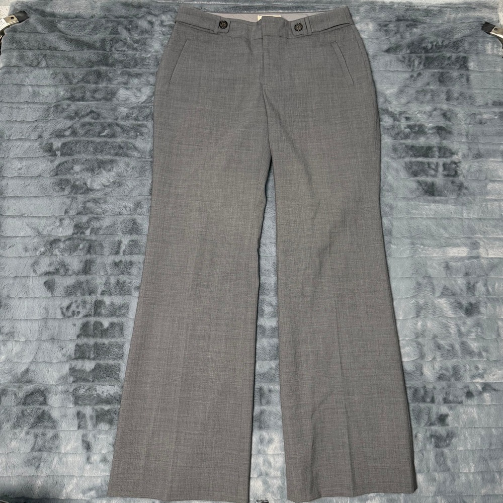 Banana Republic Jackson Fit Pants Womens 10L Gray Stretch Wool Flare Trousers